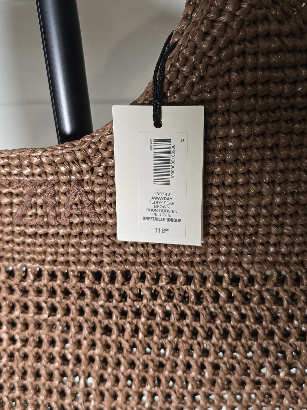 Aritzia Awayday Teddy Bear Brown Raffia Tote NWT SOLD OUT TRENDING - Picture 4 of 5